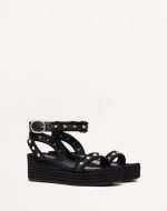 ROCKSTUD FLATFORM SANDAL IN CALFSKIN 45MM